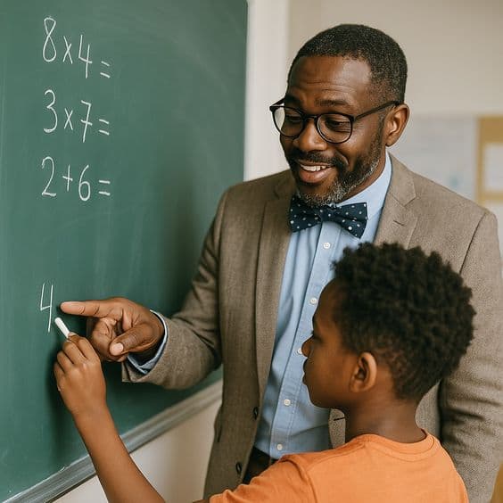 Teacher with student